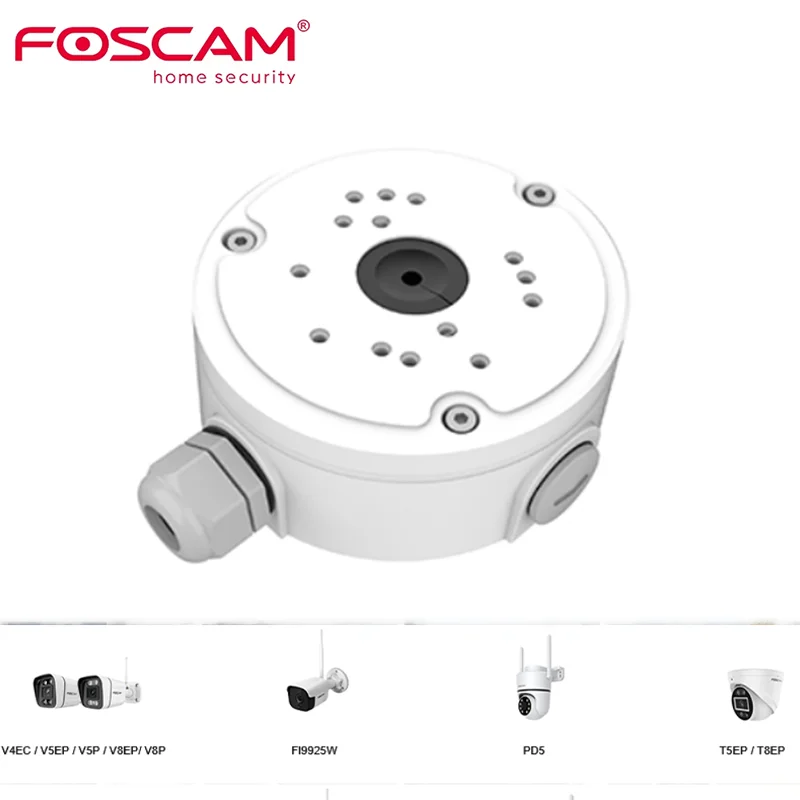 

FOSCAM FABV5S Waterproof Junction Box for V5EP V8EP T5EP T8EP V5P V8P V4EC FI9925W PD5 Poe/WiFi IP Surveillance Camera, Round
