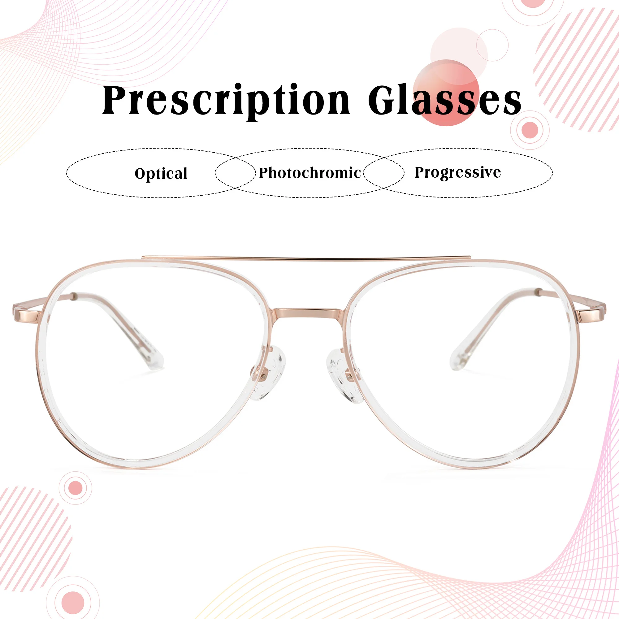 

Zeelool Crystal TR90 Prescription Blue Light Blocking Glasses Photochromic Optical Progressive Eyewear for Women Men TX531583-R