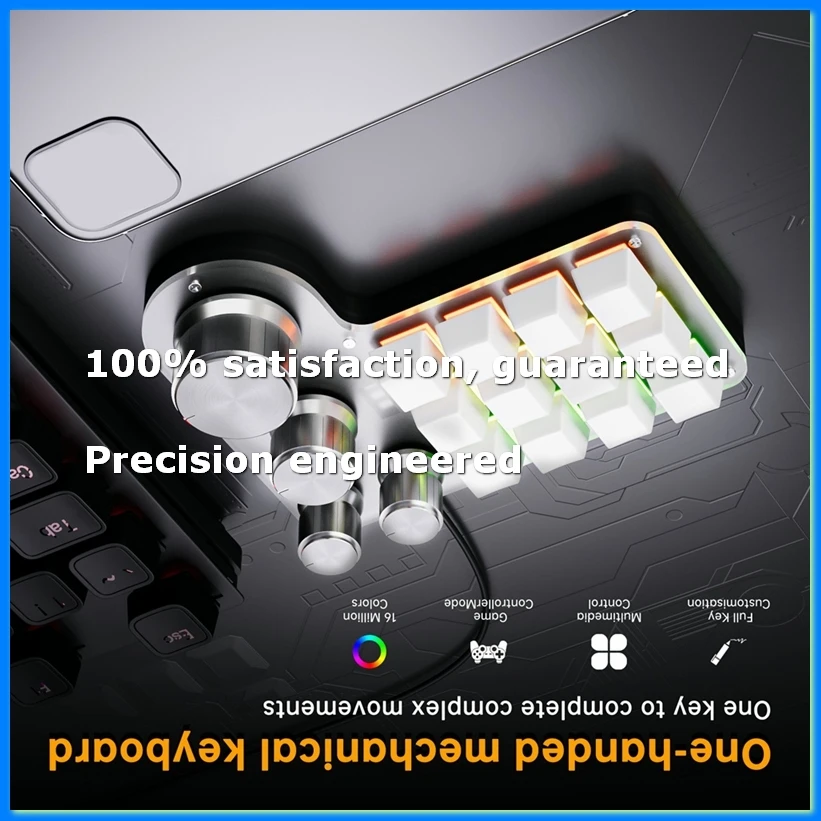 맞춤형 매크로 키보드 12키 4노브 미니 USB 기계식 키보드 프로그래밍 매크로 게이밍 키패드 블랙-A07G