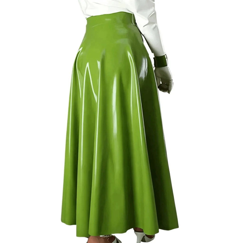 

Customized Women's 100% latex Skirt Pleated Ankle-length Long Latex Skirt No Zip handmade rubber club wear