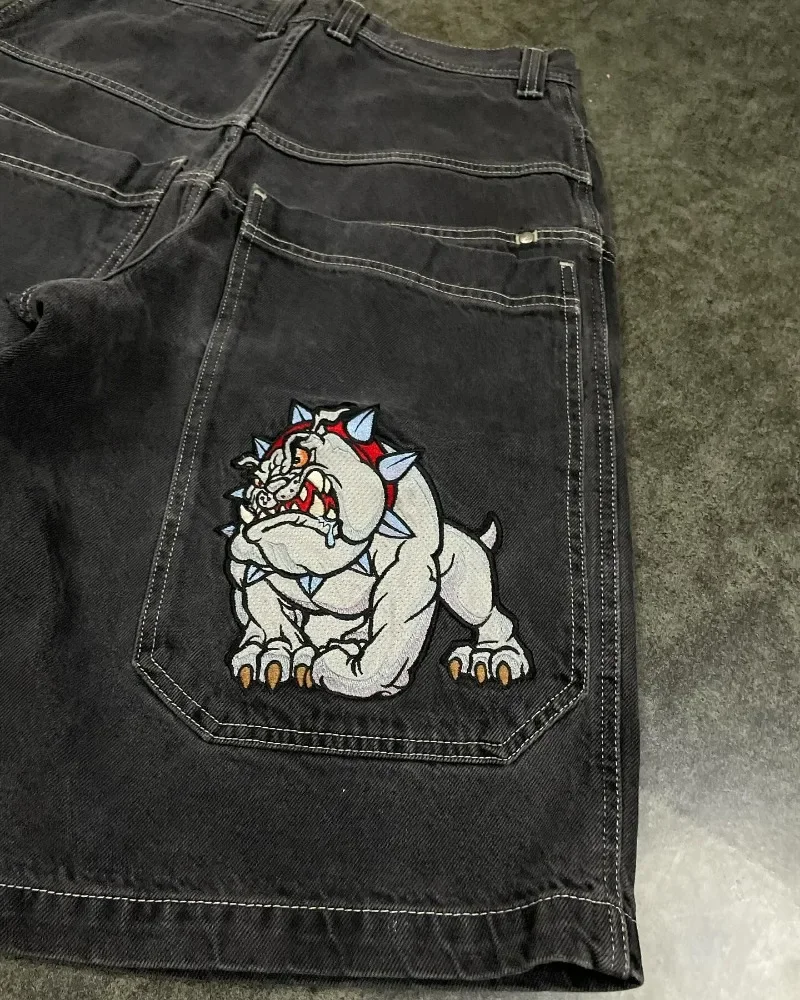 2024 JNCO Shorts Y2K Hip Hop Pocket Baggy Denim Gym Shorts Men Women Summer New Harajuku Gothic Men Basketball Shorts Streetwear