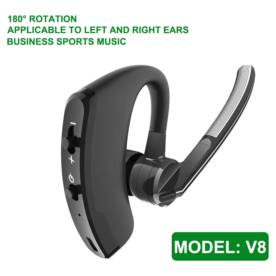 Nieuwe V8/V9 zakelijke Bluetooth-headset stereo HD draadloze hoofdtelefoon Auto handsfree oortelefoon met HD-microfoon voor iPhone Samsung Huawei - afbeelding 1