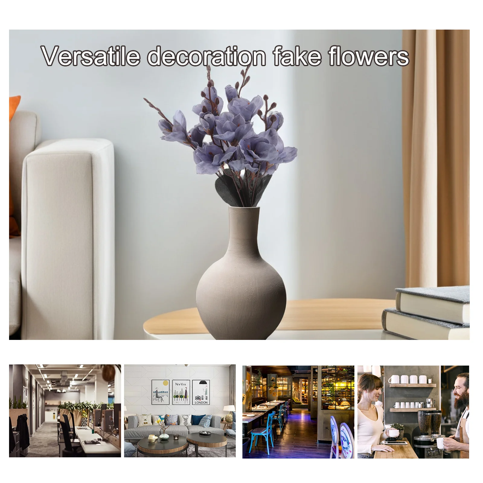 

3Pcs Artificial Faux 5 Branch 20 Orchid Heads Realistic Simulation Spring Table Floral Arrangement Home Decor