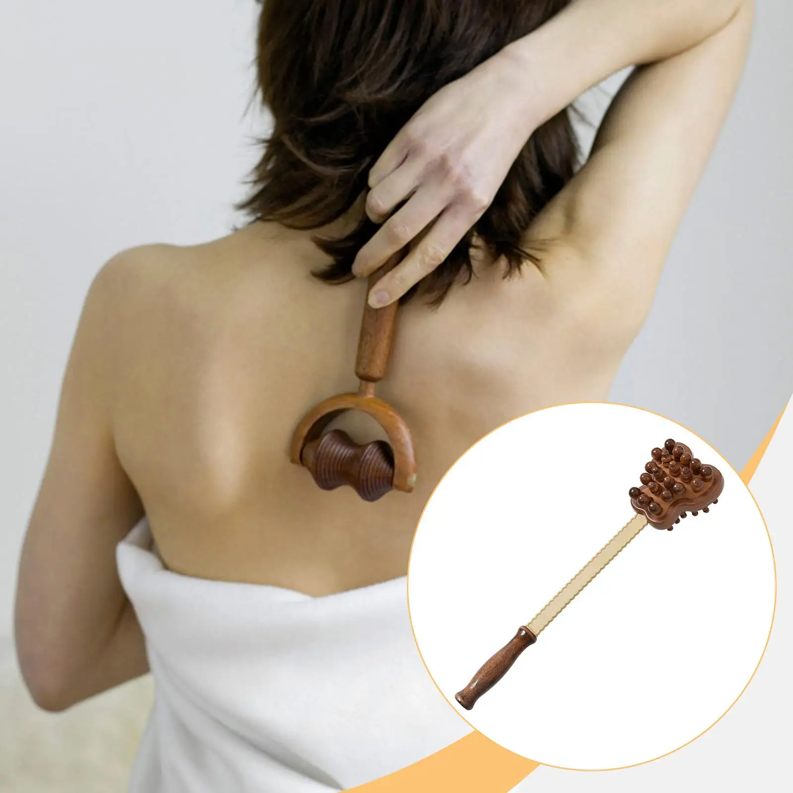 

Body Massage Tool Wood Beads Manual Massage Hammer for Household Office Home