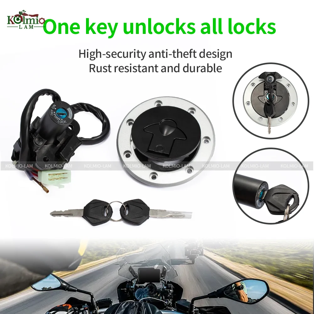 Motorcycle Ignition Switch Lock Fuel Gas Cap W/Key Set Fit For Ninja ZX-6R ZX7R ZX7RR ZX9R ZZR400 ZZR600 ZXR400 ZXR750 1991-2006