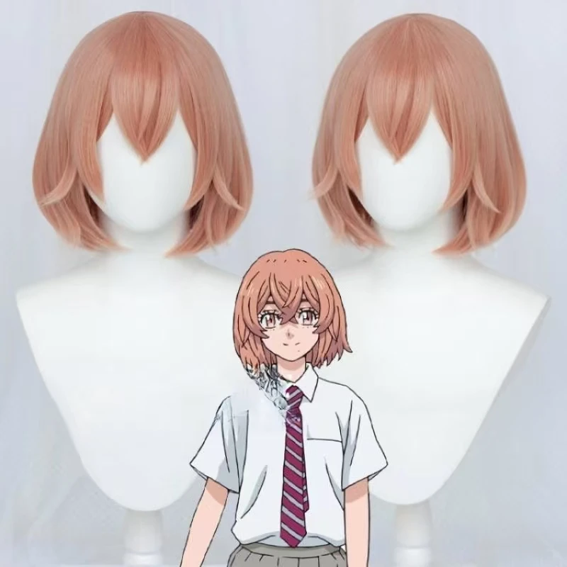 Tokyo Revengers Tachibana Hinata Cosplay Wig Orange Pink Short Bob Synthetic Hair Anime Costume Wig for Halloween Comic Con