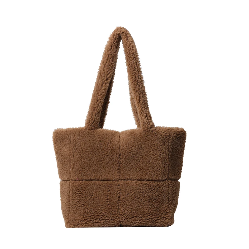 

Winter Lambswool Tote Bag Large Capacity Soft Plush Casual Shoulder Bag Soft Fuzzy Faux Fur Female Travel Purse Handbags 2025