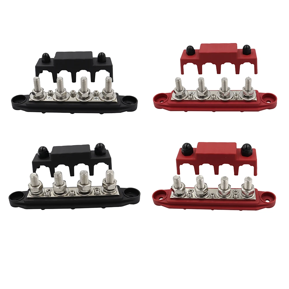 

4Pcs M8+M10 250A 4 Post Terminal Studs Busbar Power Distribution Block Busbar Battery Car Rv-Marine Cable Organizer Box