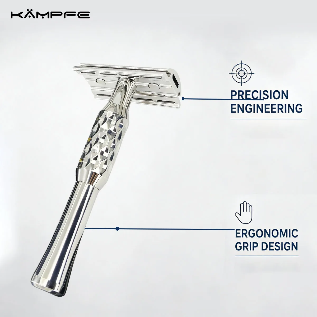 kampfe-stainless-steel-safety-razor-double-edge-manual-shaving-razor-cnc-machined-heavy-duty-handle-5-razor-blades-grooming