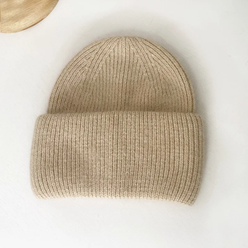 Mode warme Kaschmir Wolle Schädel Mütze Angola Kaninchen Fell Winter gestrickte Mützen Frauen Frauen Ski Outdoor einfarbige Hüte – Detail 11