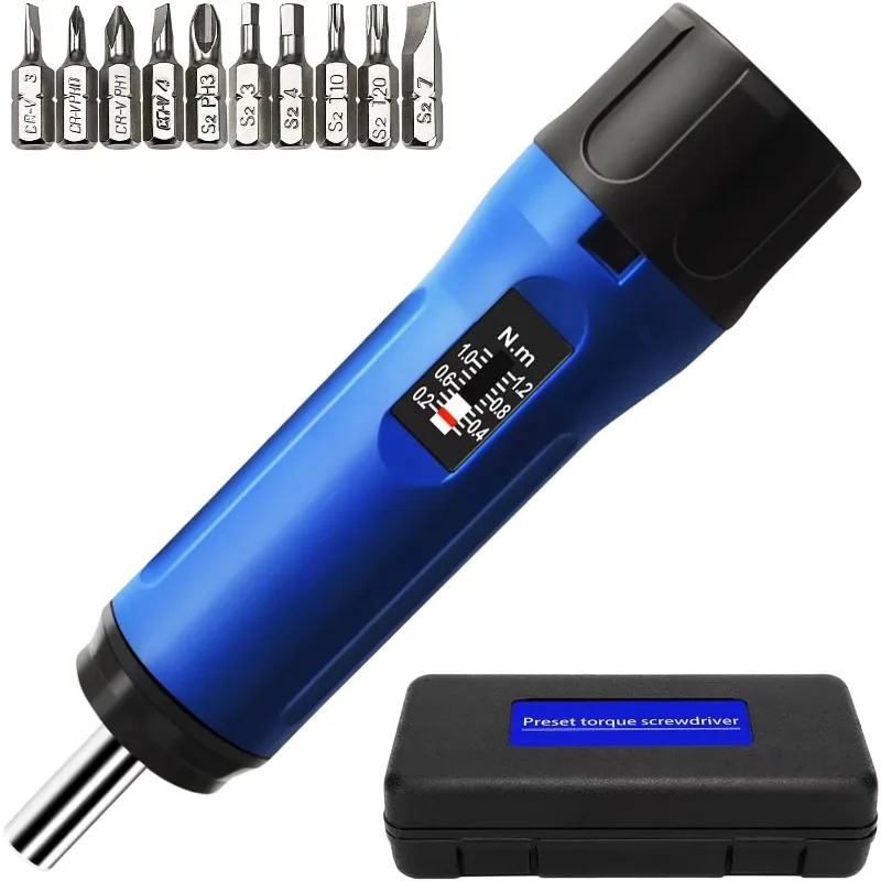 

Preset Torque Screwdriver 1-6 Nm/ 8.8-53 in-lb, 1/4'' Drive Precision Adjustable Torque Wrench Set for Maintenance