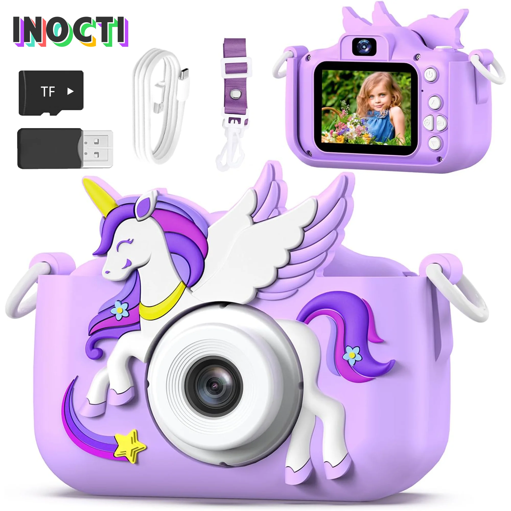 Unicórnio série crianças câmera digital câmera dupla hd 1080p câmera de vídeo brinquedos crianças brinquedo para aniversário/presente de natal