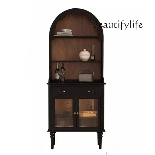 

Medieval style dining side cabinet Home living room Multifunctional display Solid wood French retro designer bookcase Decorative