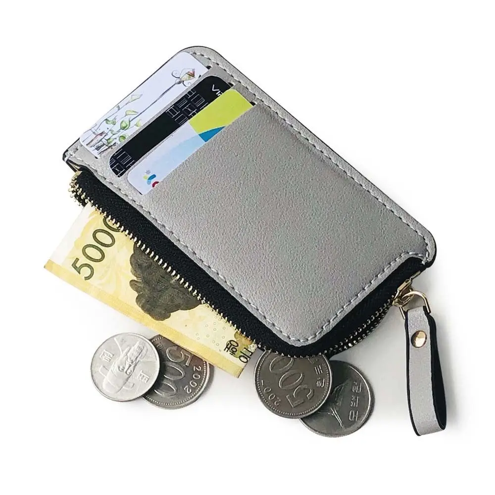 

Fashion Portable PU Leather Credit Card Bag Cash Clip Business Card Holder Zipper Wallet Men Coin Purse ID Card cover