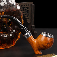 1pc Resin Wooden Tobacco Pipe, Smoke Pipe Elbow Roll Filter Cigarette Holder Herb Grinder Smoking Tool