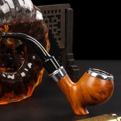 1pc Resin Wooden Tobacco Pipe, Smoke Pipe Elbow Roll Filter Cigarette Holder Herb Grinder Smoking Tool