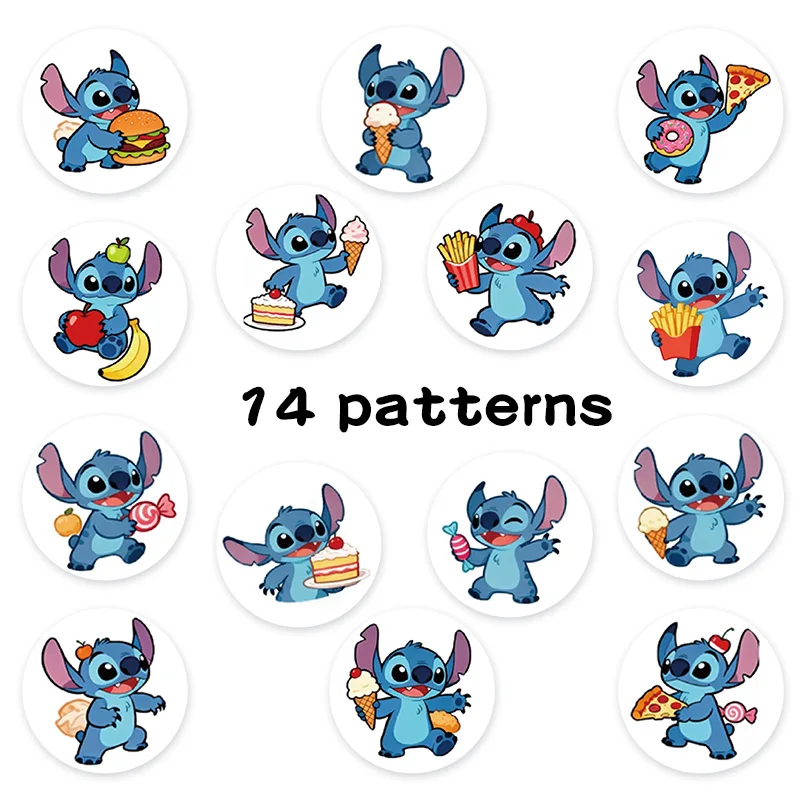 50 Uds. Divertidos dibujos animados de Disney Stitch comida pegatina de dibujos animados DIY teléfono portátil equipaje monopatín pegatinas de grafiti diversión para niños