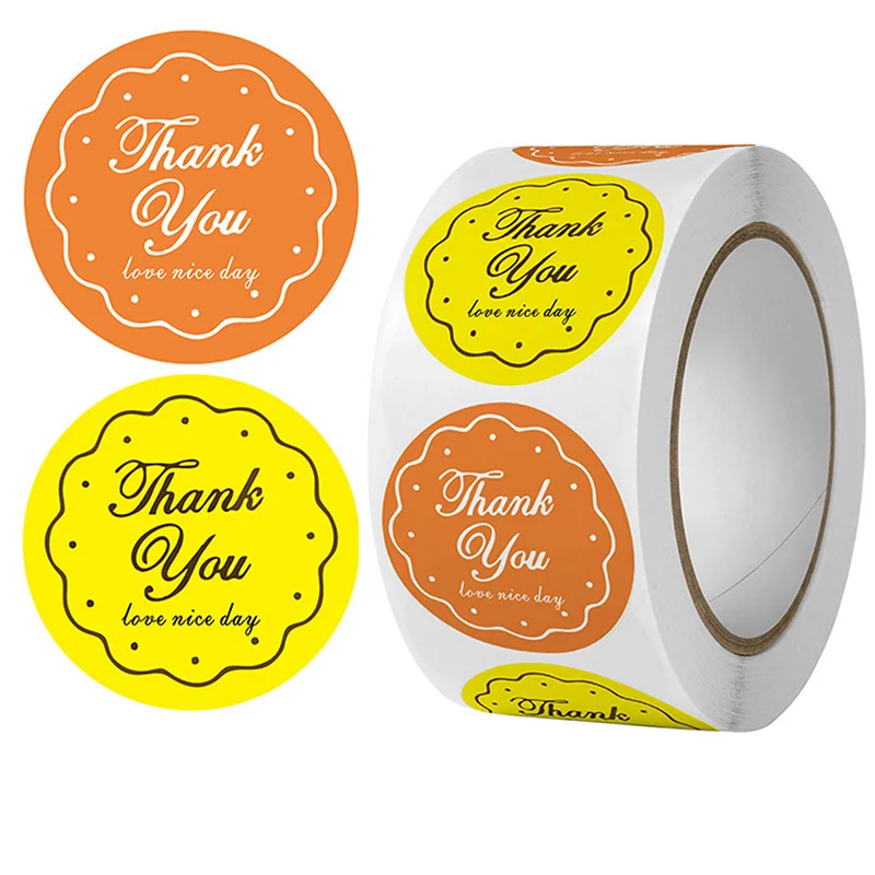 500Pcs 25mm Thank You Stickers Self-adhesive Adhesive Sticker for Baking Wedding Decor Birthday Party Gift Sealing Sticker Toys