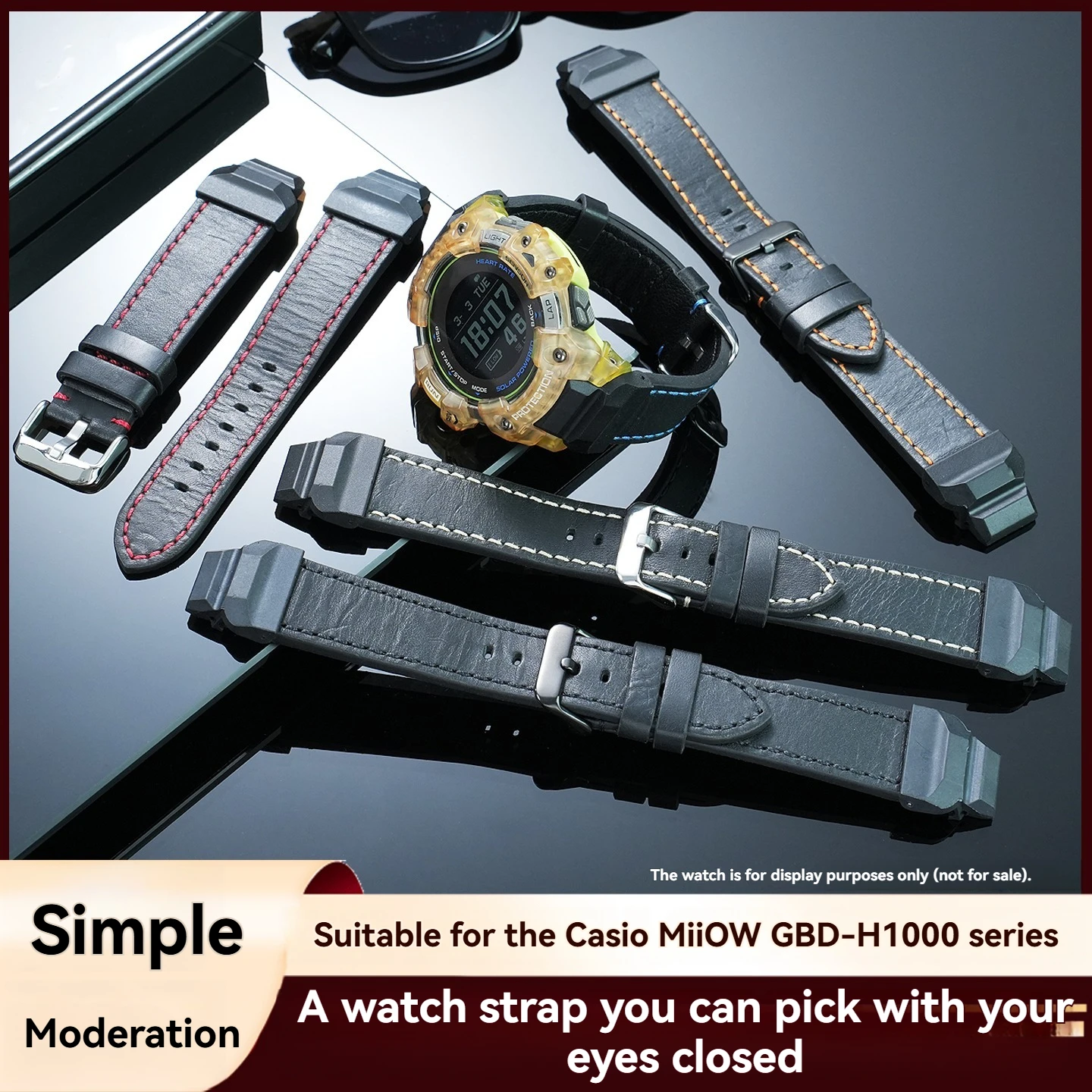 Suitable for Casio G-SHOCK series 3475 GBD-H1000 modified and upgraded soft cowhide Genuine leather watchband accessories