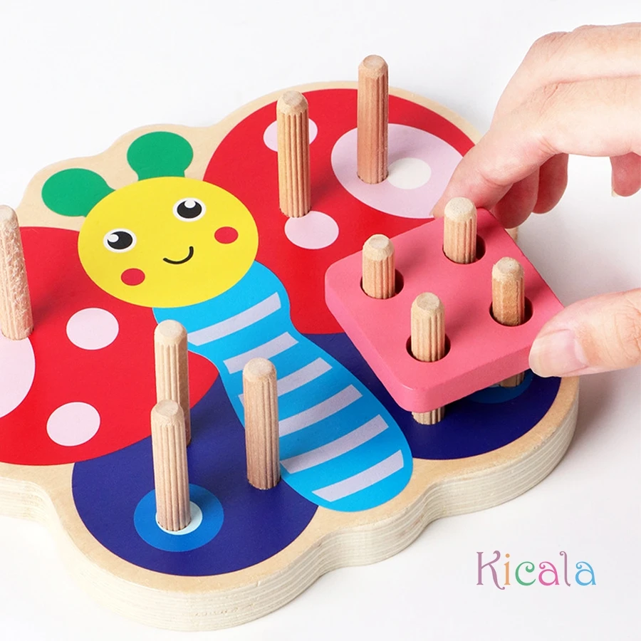 Montessori Spielzeug Holz Bausteine Frühen Lernen Pädagogisches Spielzeug Farbe Form Spiel Kinder Puzzle Spielzeug Für Kinder Jungen Mädchen