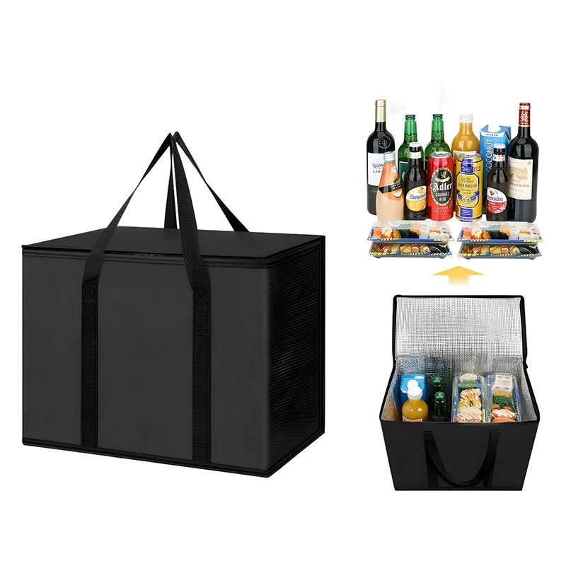 1PC Large Insulated Delivery Bag Food Aluminum Foil Cooler Bag Foldable Portable Catering Grocery Bag.