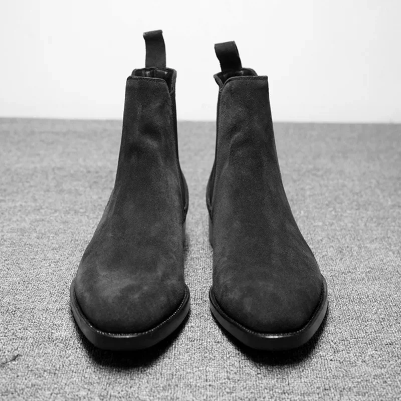 2024 męskie Chelsea Boots brązowe aksamitne wysoka kostka buty męskie buty do chodzenia nosić odporne buty dla mężczyzn Botas De Hombre Tênis