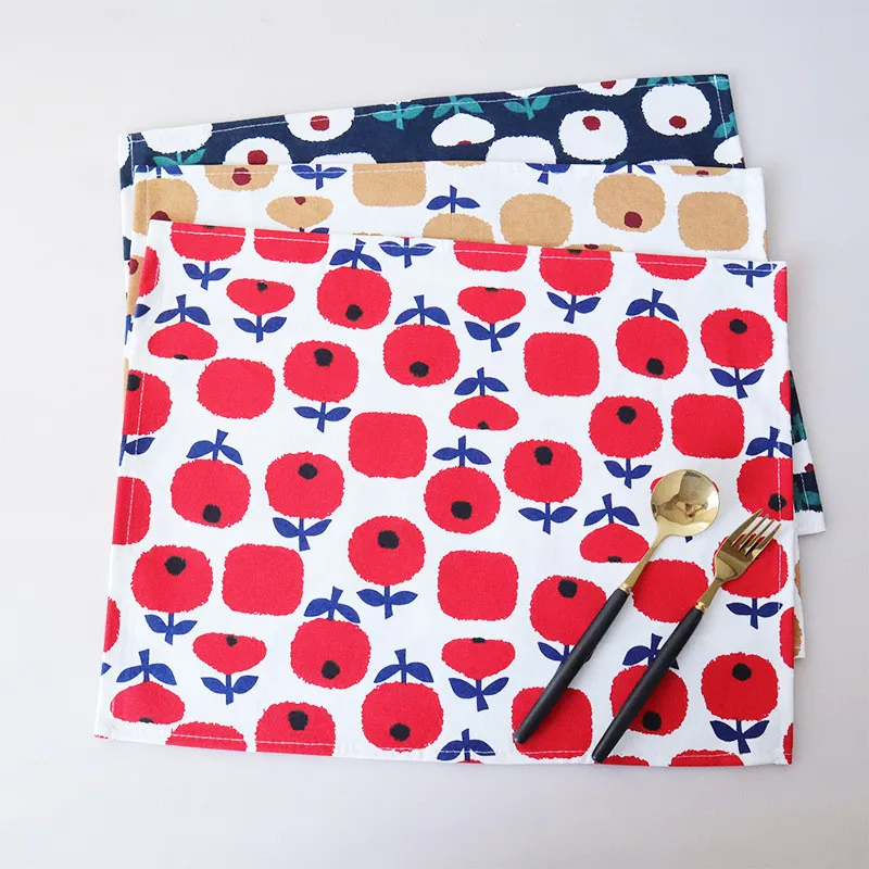 

1Pc 30x40cm Cotton Flower Printed Table Dinner Napkin Cloth Home Heat Insulation Pad Placemat Decor