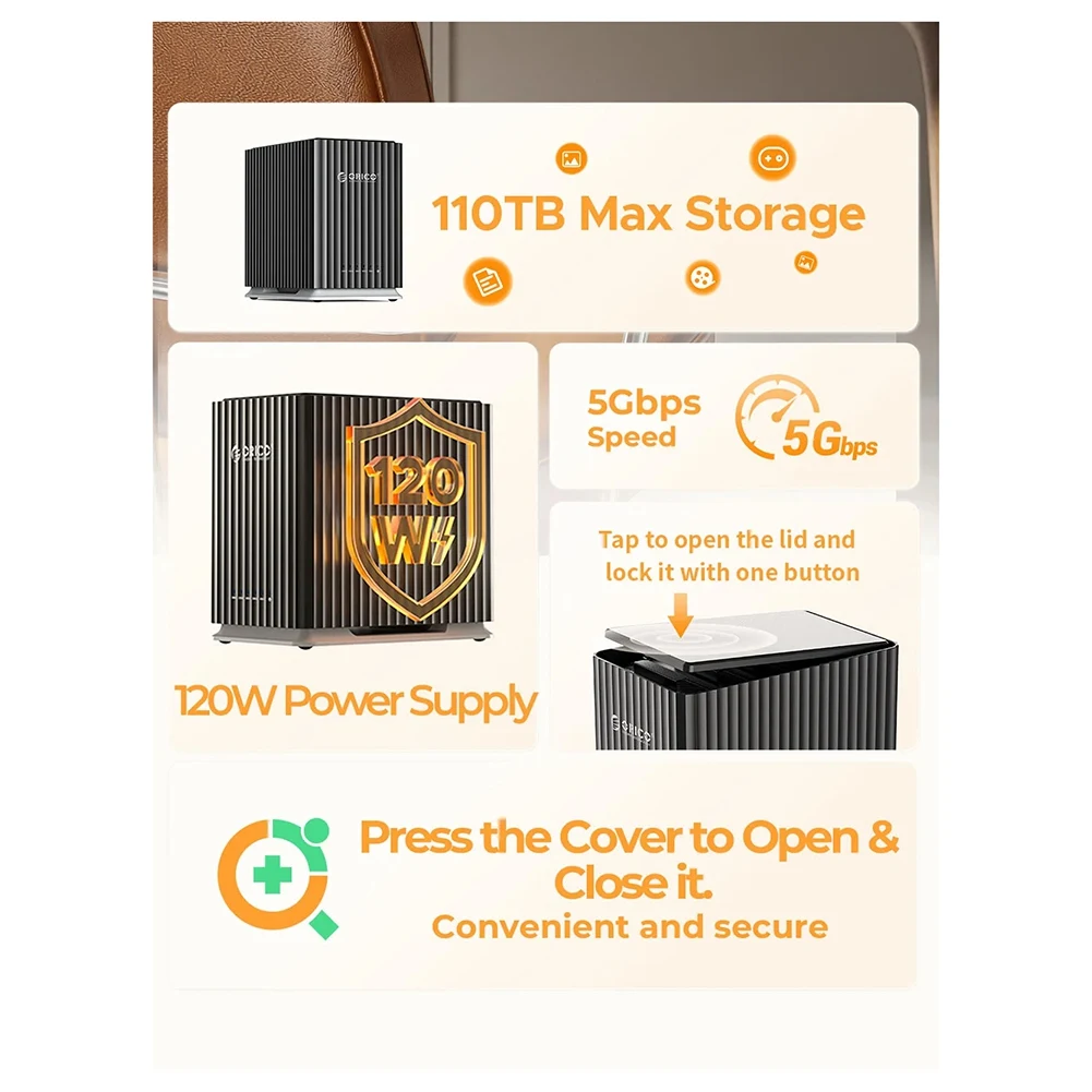 HDD Docking Station 5 Bay Personal Storage Hard Disk Cabinet Xternal Multi Bay Hard Disk Compartment US Plug