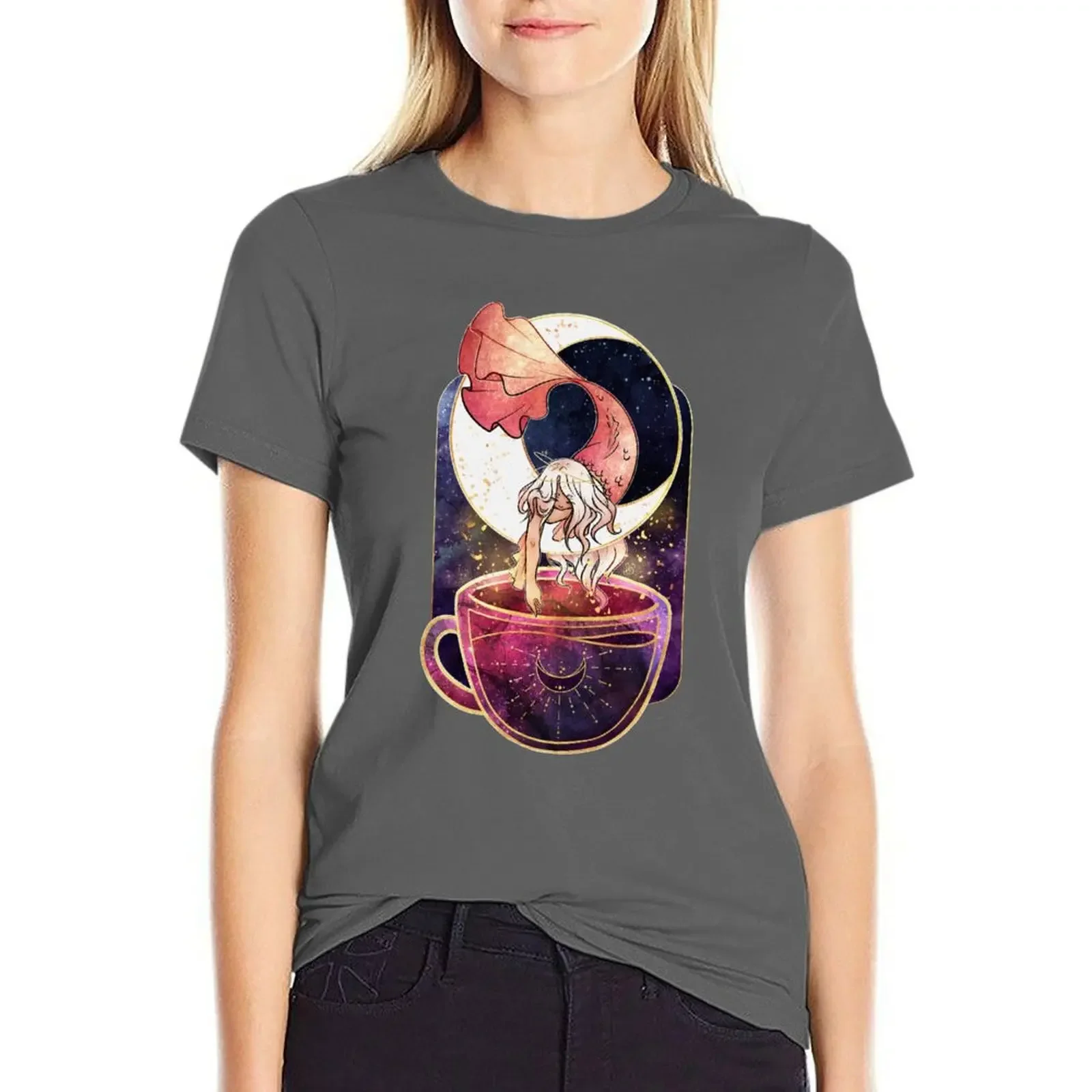 

Mermaid Teacup - Celestial Moon Mermaid T-shirt tees hippie clothes tshirts woman