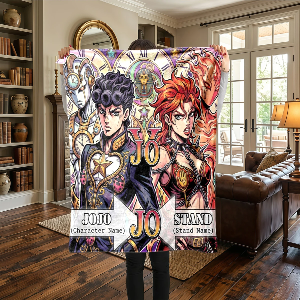 JoJos Bizarre Adventure Comfortable Flannel Blanket Printed Warm, For Chairs, Travel -HE34