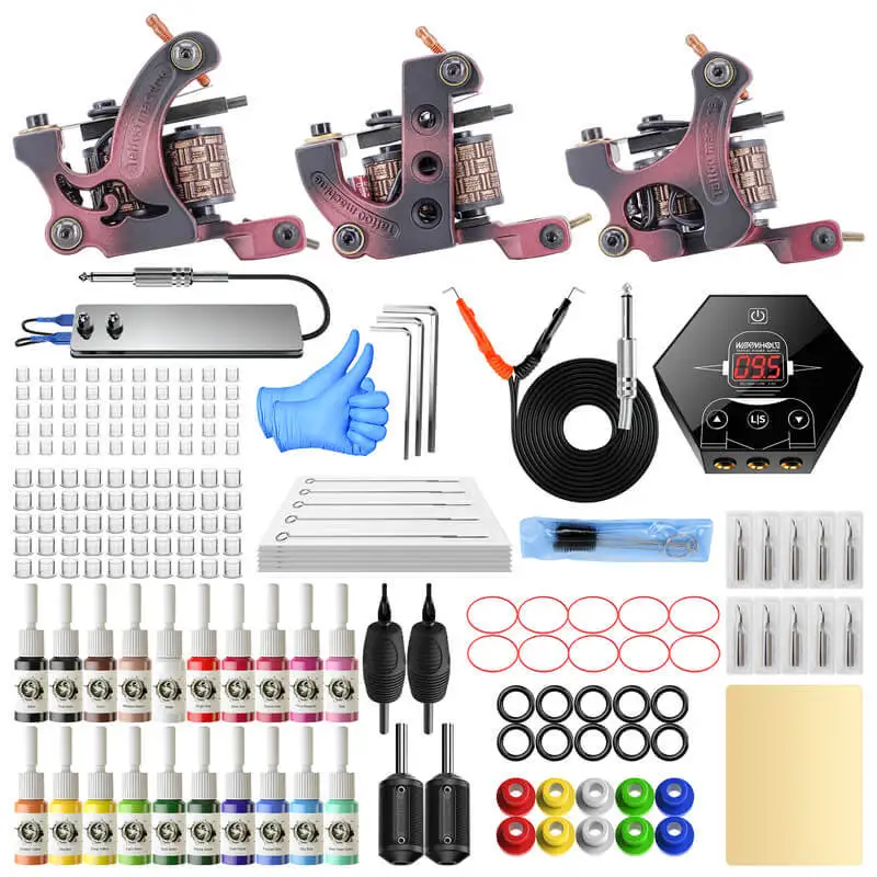 

Permanent Tattoo Set 6 Angle Tattoo Machine 3 Sets Motor Machine Configuration Set Tattoo Ink Needle Gun Permanent Makeup Art