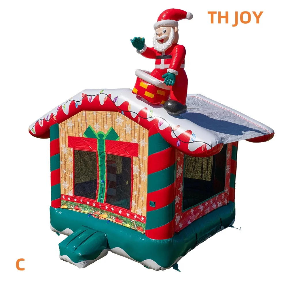 Maison de saut gonflable de noël, location commerciale, maison de rebond gonflable avec dessin animé du père noël