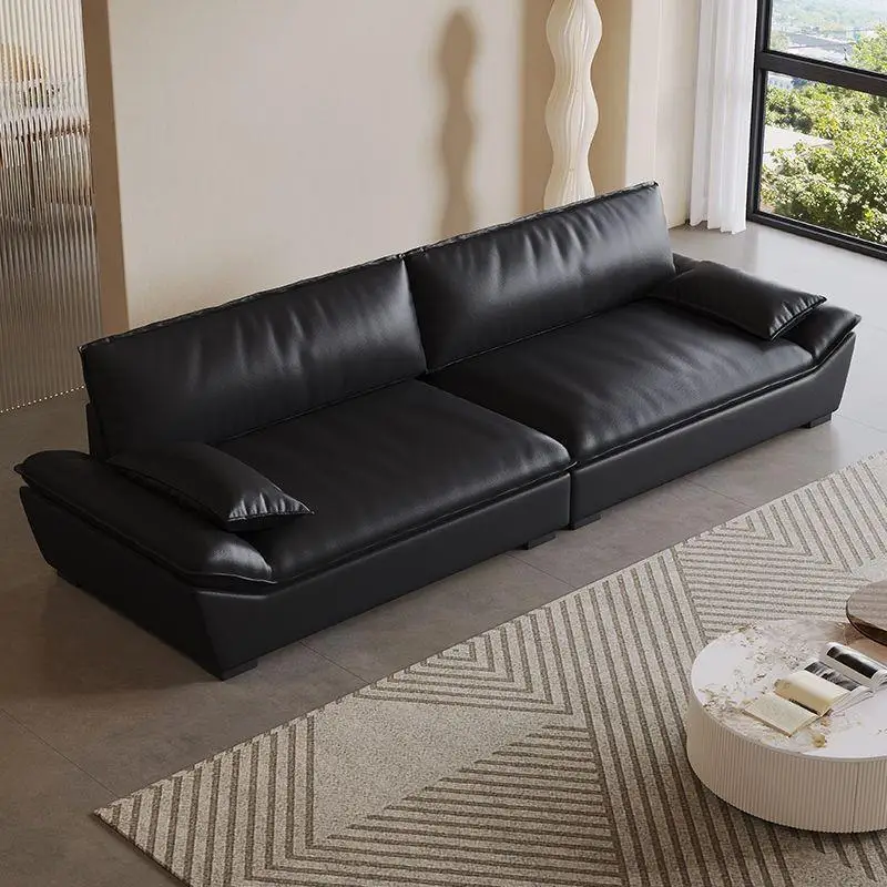Italian light luxury sand hall small apartment simple modern technology cloth rental room straight row leather art sofa