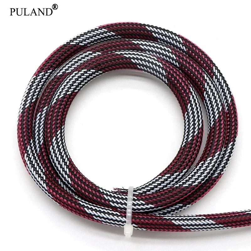 

1~50m Black White Pink PET Braid Sleeve 2/4/6/8/10/12mm High Density Sleeving Snake Skin Cable Wrap Sheath For Electric Cables