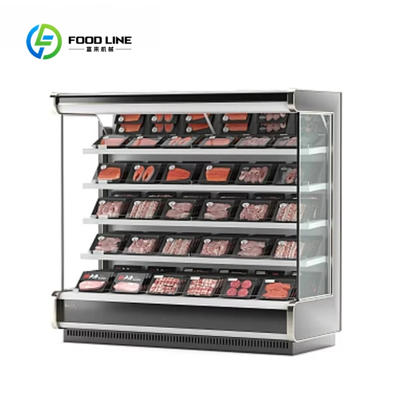 Customized Supermarket Multilayer Open Air Curtain Display Fridge Drinks Fruits Vegetables Low Noise Large Capacity
