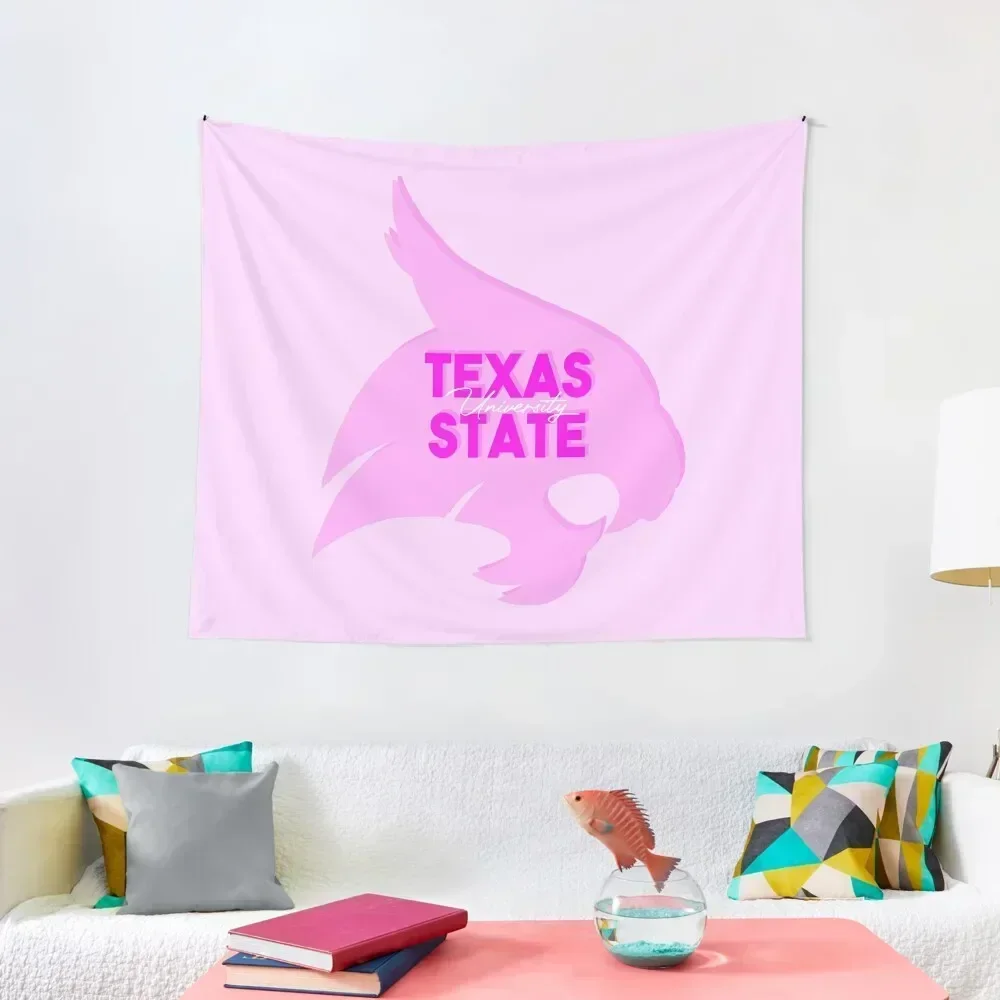 

Texas State Pastel Pink Bobcat Tapestry Funny Room Decorating Aesthetic Tapestry