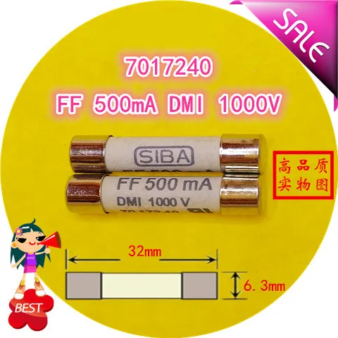 5PCS F15B17B18B multimeter fuse tube FF 6.3 x32mm 1000 v 500 ma, 7017240  F15B17B18B FF 500mA 7017240 6.3x32mm 1000V fuse