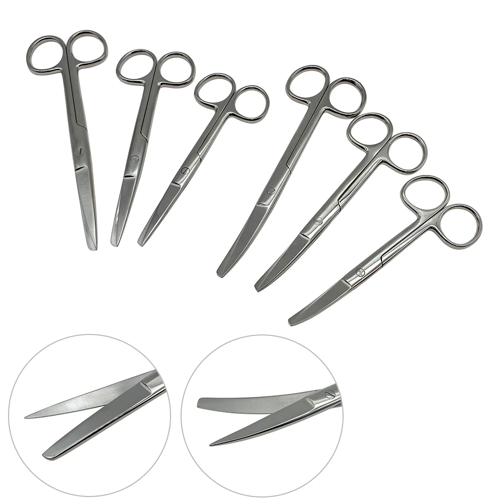 Ciseaux chirurgicaux en acier inoxydable, 12.5-16CM, 1 pièce, Instruments chirurgicaux droits/incurvés