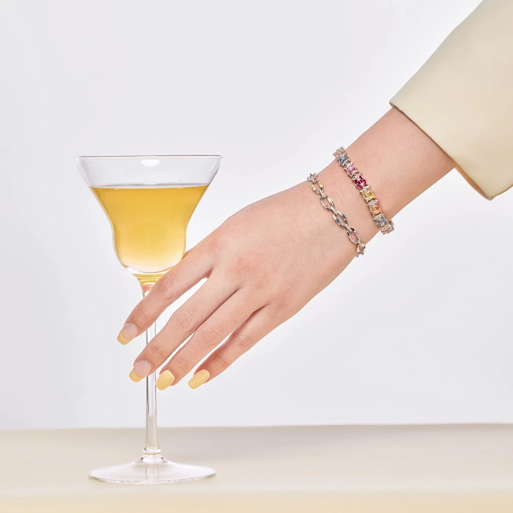 PuBang Fine Jewelry Sparkling Bracelet Solid 925 Sterling Silver Colorful Created Moissanite for Women Engagement Gift Wholesale