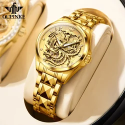 OUPINKE Luxury Original Brand Automatic Watch for Women Waterproof Skeleton Elegant Gold Wristwatch High Quality Ladies Watches