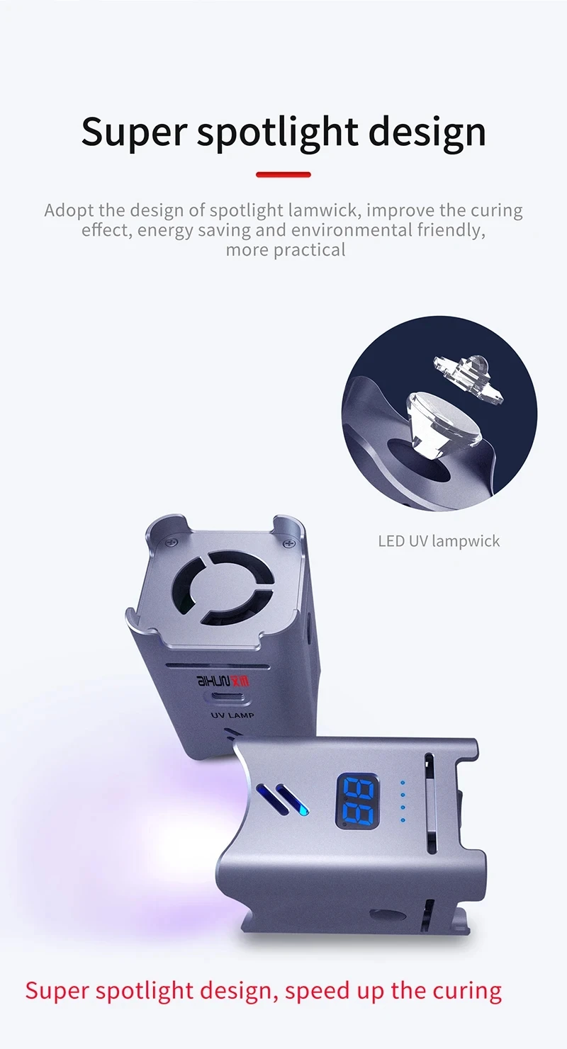 Aixun UV Curing Lamp Built-in Battery For UV Resin Optical Glue Ink Photosensitive Green Oil Curing Fluorescent Agent Detection