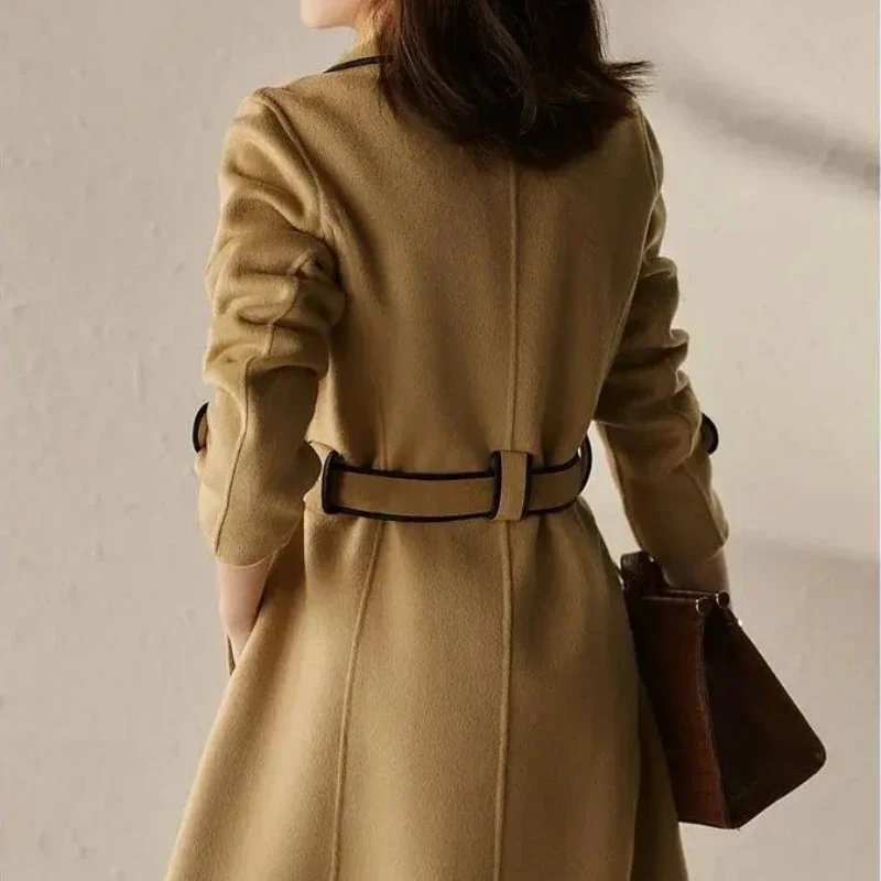 Loose Clothing Over Women\'s Blazers Long Female Coats and Jackets Black Jacket Dress Solid Overcoat New in Trench Coat Outerwear