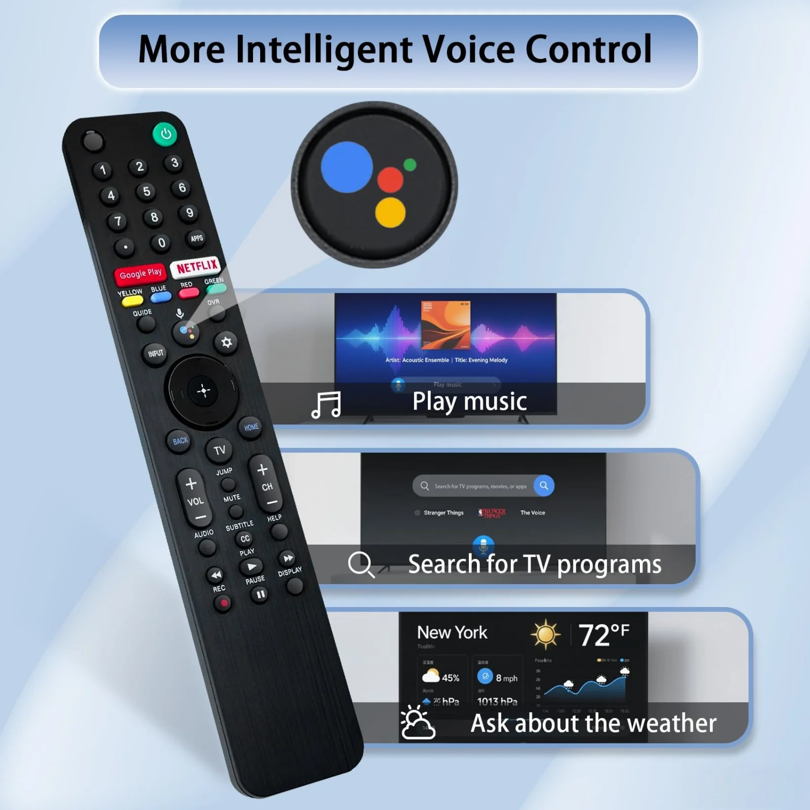NEW RMF-TX500U Voice Replacement Remote Control for Sony Bravia Smart TV Compatible XBR KD XR Series X800H X950G A8H - view 4