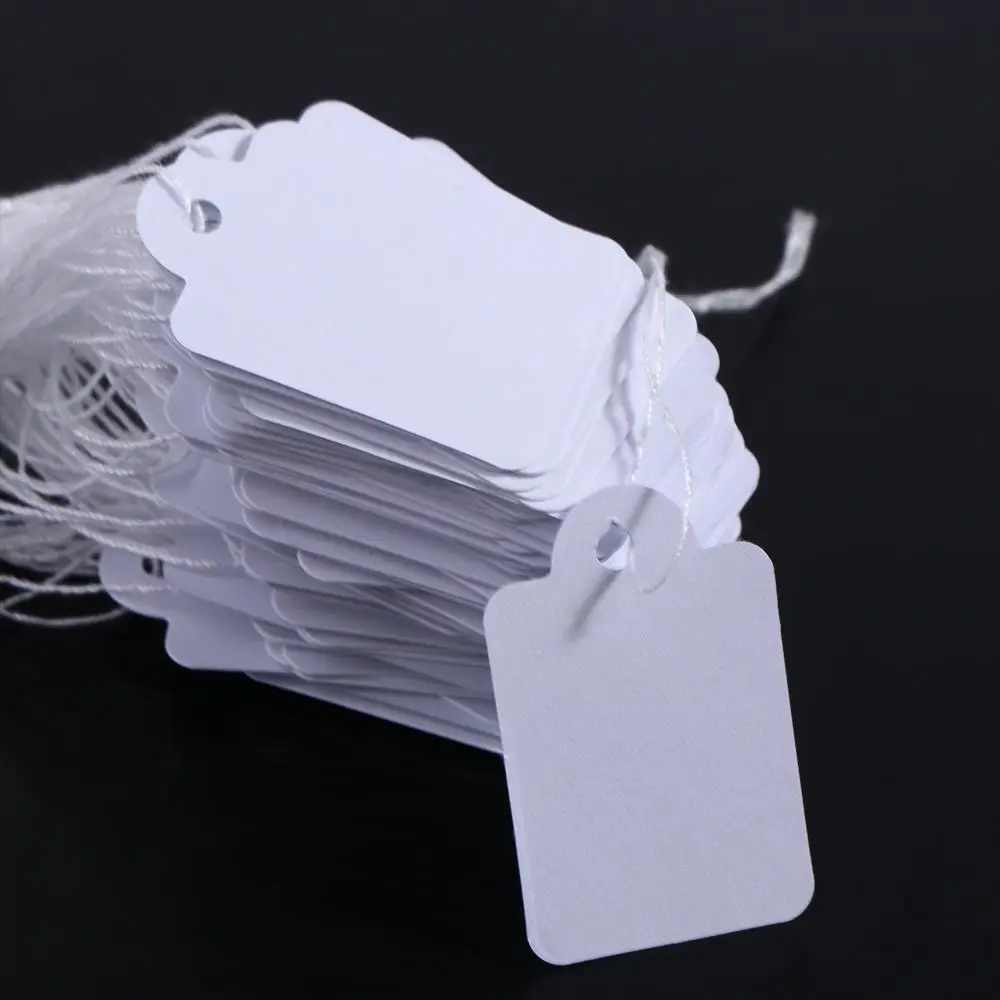 

100Pcs Multipurpose Sewing Supplies DIY Price Display Cards with Cotton Thread Garment Tag Price Label Hang Tag Price Tag