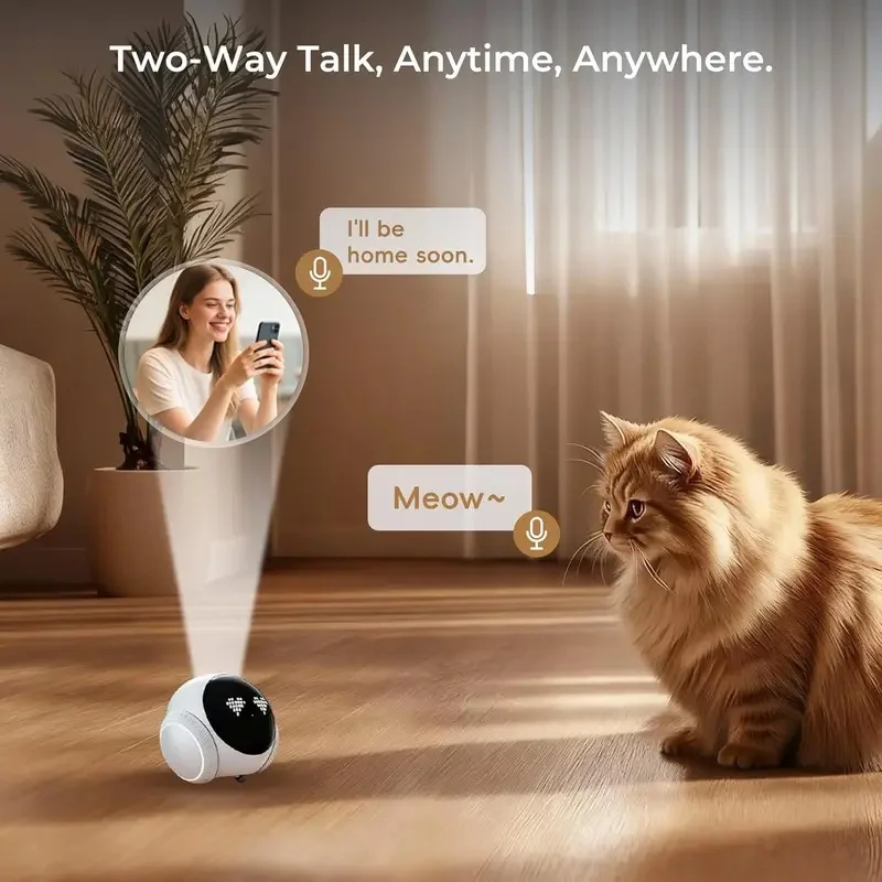 Movable Indoor Pet Robot Camera with Auto‑Recharge Dock, Smart App Control, 2‑Way Audio & IR Night Vision, Mobile Home Surveilla view 3