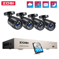 ZOSI 8CH 1080P CCTV System Outdoor 5MP Lite Video DVR with 2/4/6/8pcs 2MP Wired Security Cam Day/Night Video Surveillance System