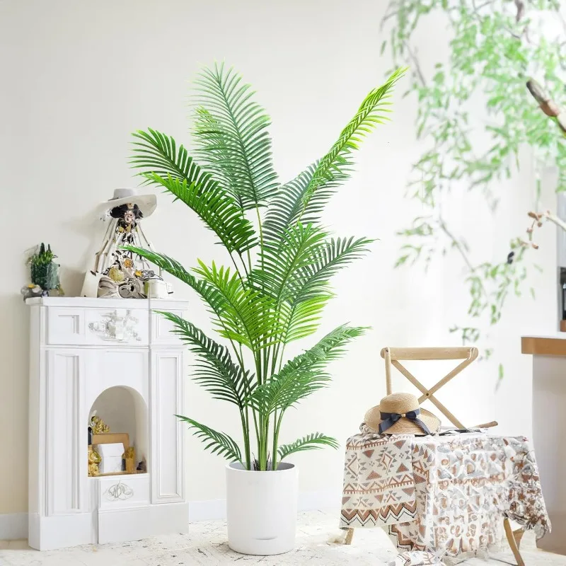 Palma artificiale da 6 piedi, 2 confezioni, pianta di palma in finto areca con foglie al tocco reale e rami regolabili, palma tropicale finta per