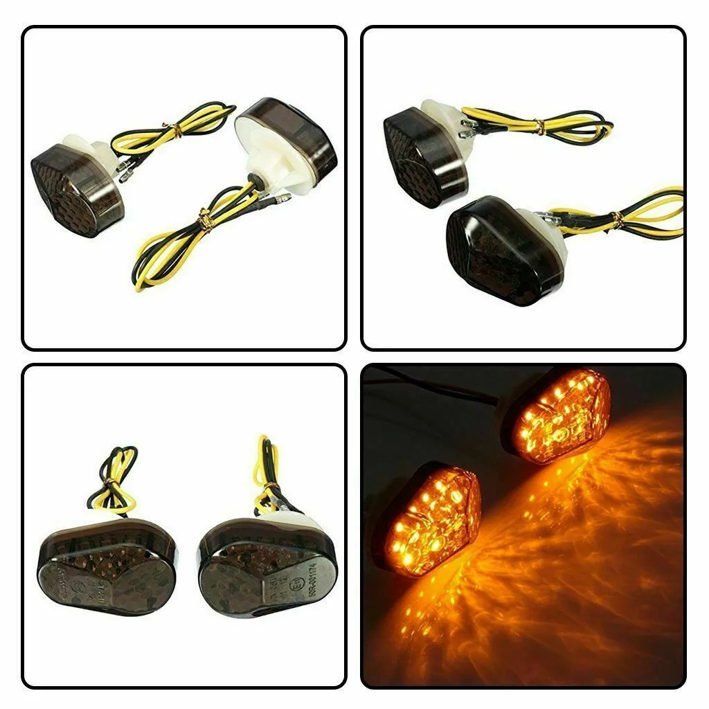 Smoke Lens Motorcycle Turn Signal Lights 1 Pair 12 LED Amber Blinker Indicator Side Light Waterproof Practical