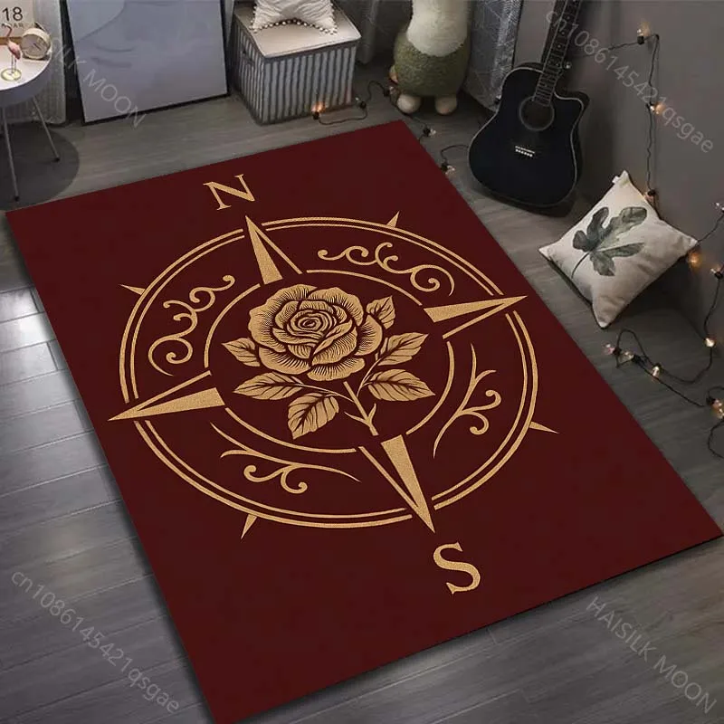 Multiple sizes Compass rose design Carpet for Living Room Bedroom Sofa Home Decor Rus Non-slip Floor Mat Luxury Gift