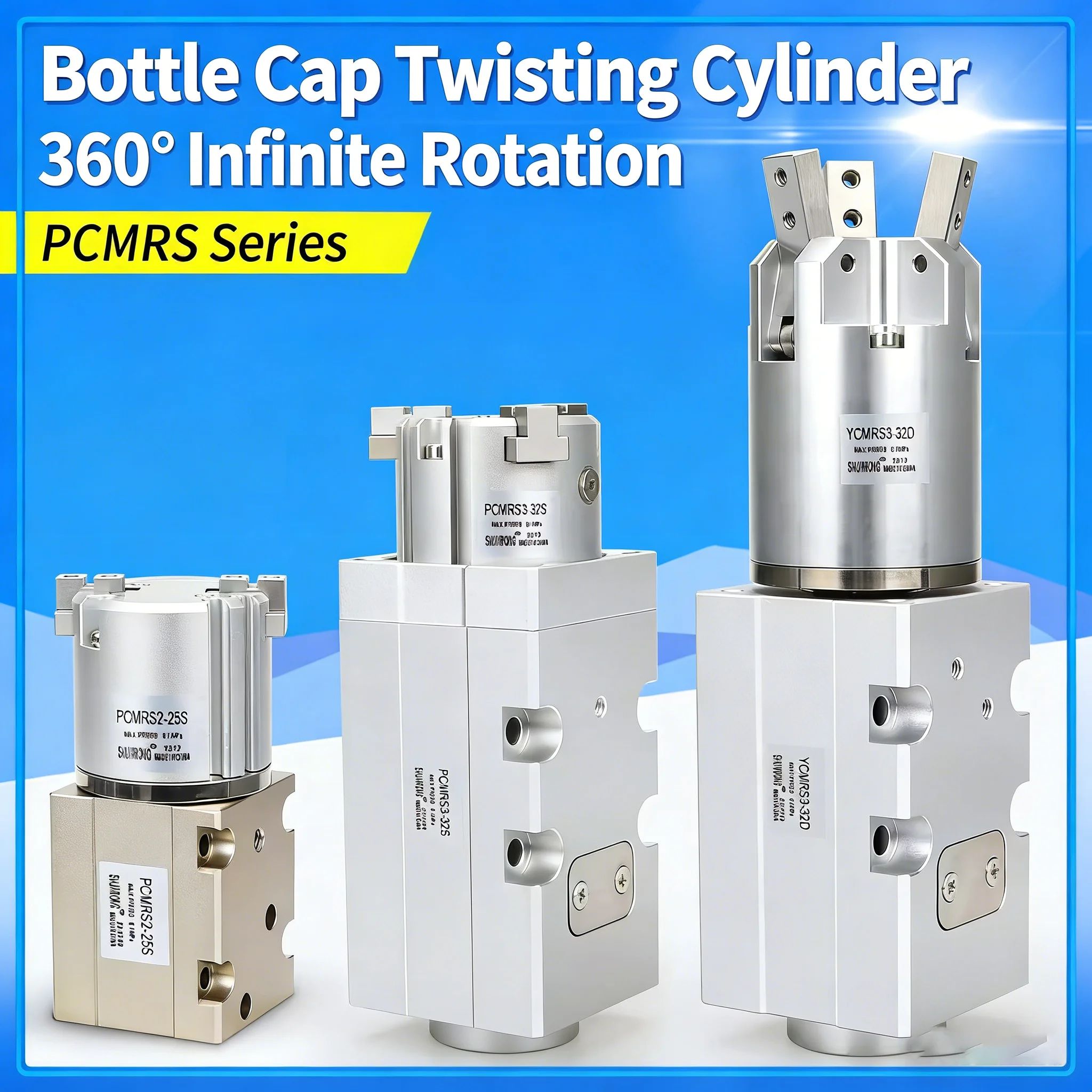 Filling Machine Cap Tightening 360 Degree Infinite Rotation Air Claw Shunrong Parallel Capping Cylinder YCMRS/PCMRS3-32 Sold 100